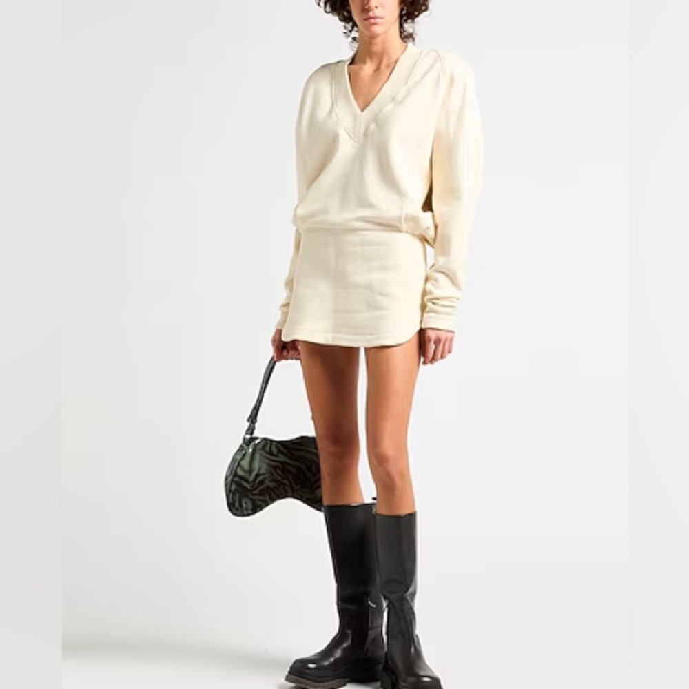 The Attico Fleece mini dress with V neck